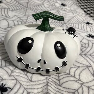 White Pumpkin Decor with Black Accents